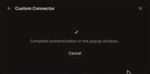 Grok waiting with the message Complete authentication in the popup window